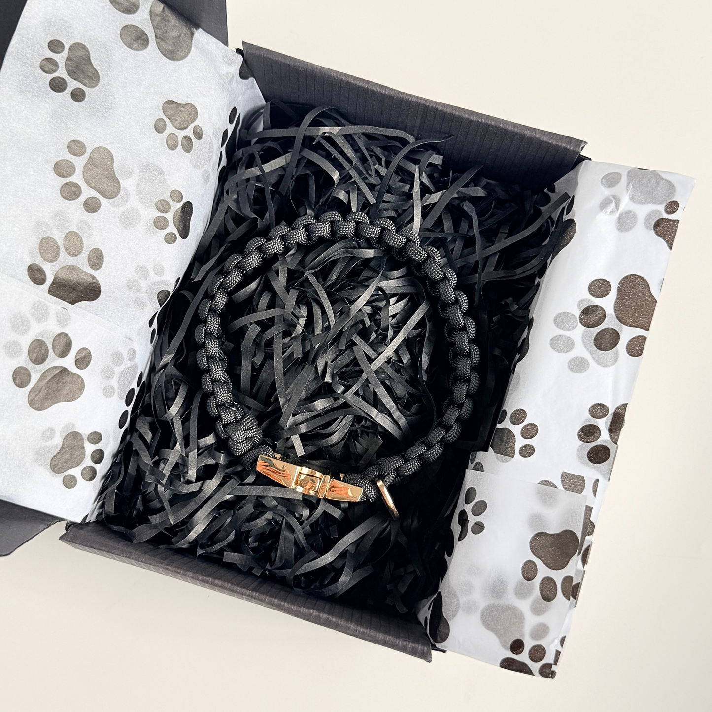 Black custom made braided Paracord dog collar with metal buckle