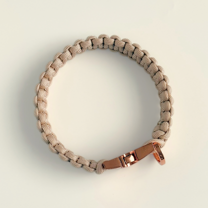 ‘Pearl Rose’ custom made braided Paracord dog collar with metal buckle