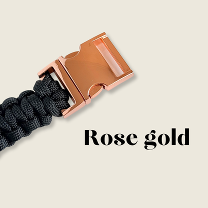 Black custom made braided Paracord dog collar with metal buckle