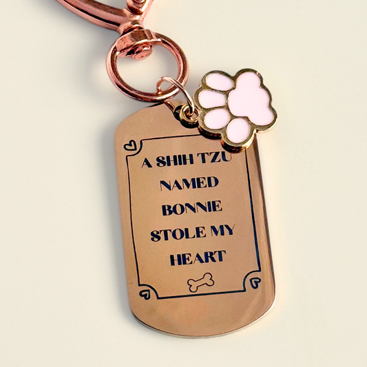 Custom Dog Breed ‘Shih Tzu’ Personalised Owner Engraved Keyring