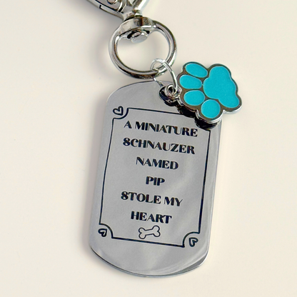 Custom Dog Breed ‘Miniature Schnauzer’ Personalised Owner Engraved Keyring (Copy)