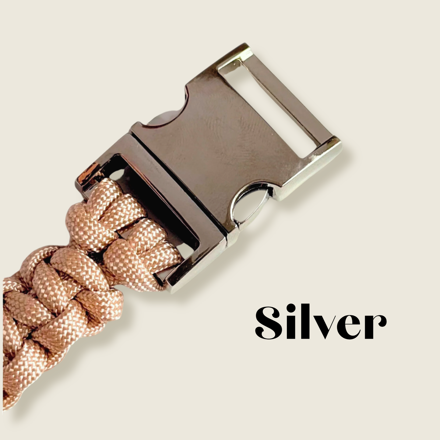 ‘Pearl Rose’ custom made braided Paracord dog collar with metal buckle