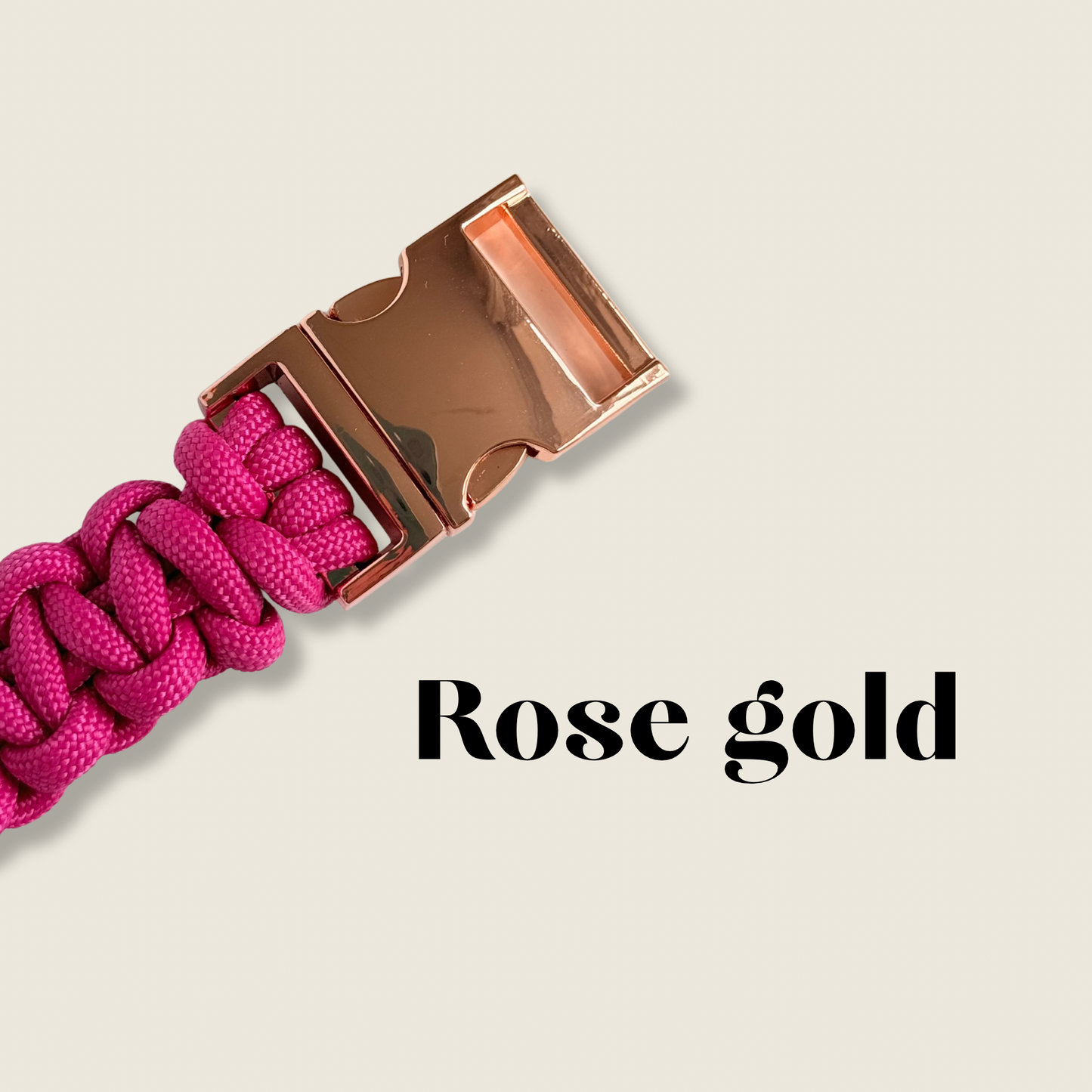 ‘Fuschia Pink’ custom made braided Paracord dog collar with metal buckle