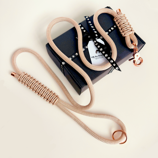 Custom made ‘Pearl Rose’ nylon braided rope dog lead