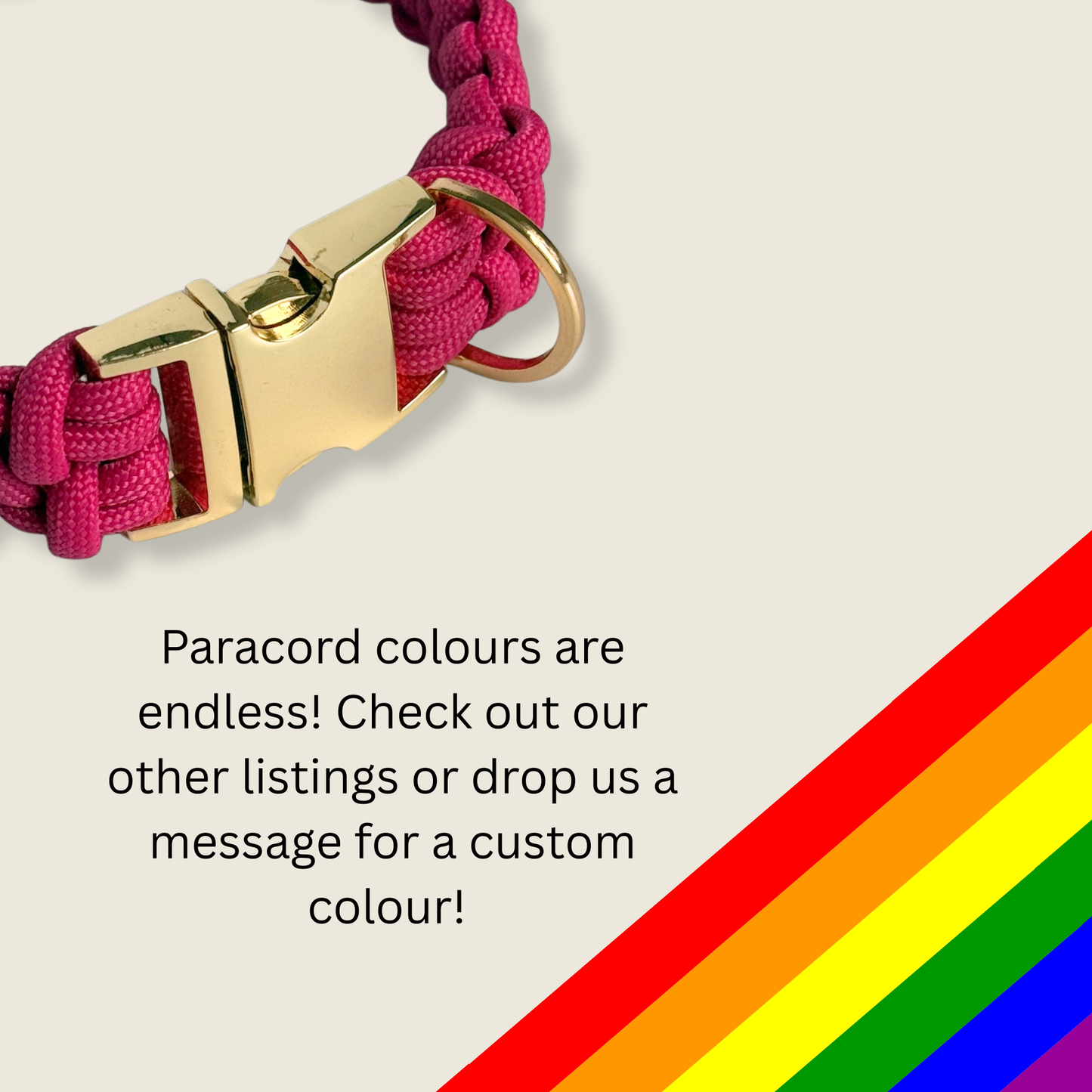 ‘Fuschia Pink’ custom made braided Paracord dog collar with metal buckle