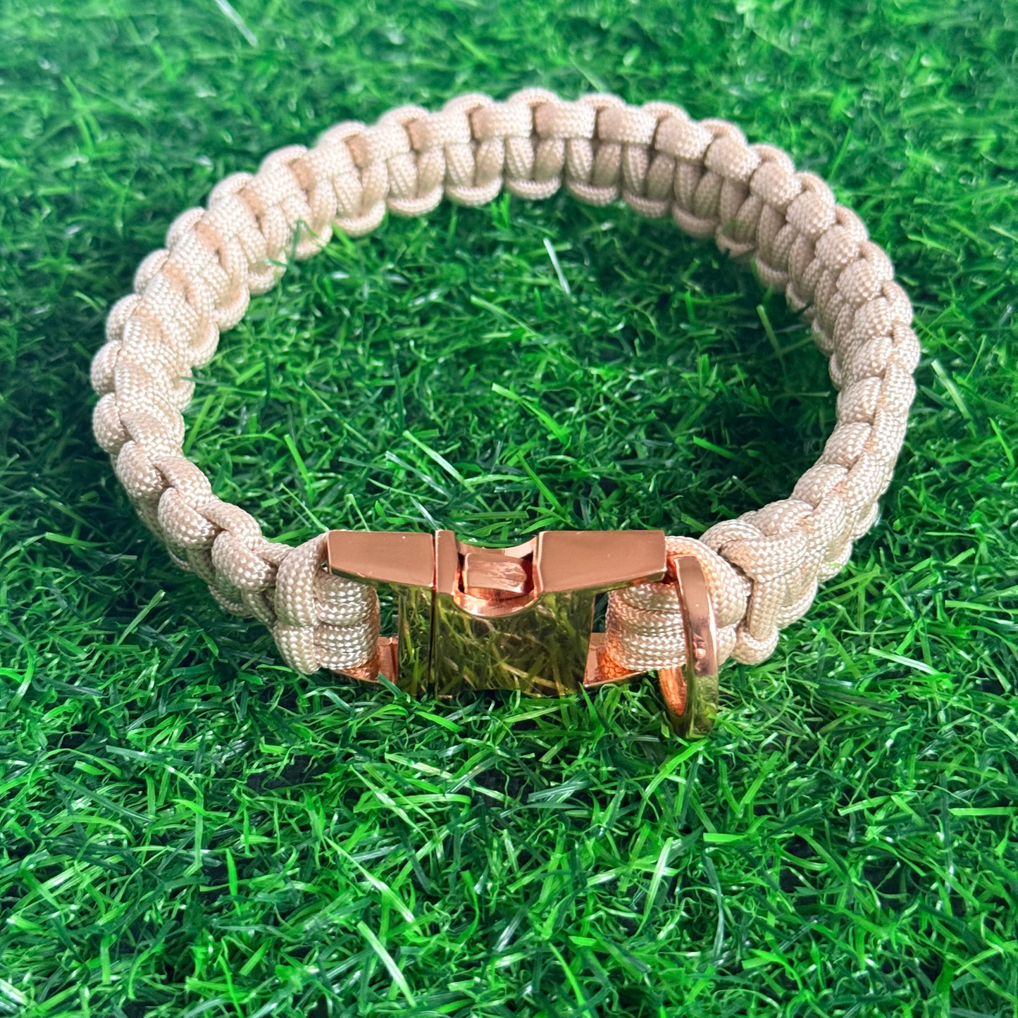‘Pearl Rose’ custom made braided Paracord dog collar with metal buckle