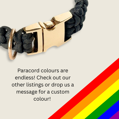 Black custom made braided Paracord dog collar with metal buckle