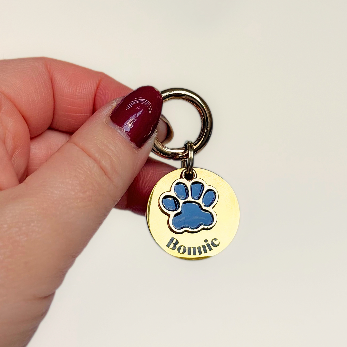Black and Gold Paw Print Dog Collar Charm & ID Tag With Name or ‘I’m Chipped’