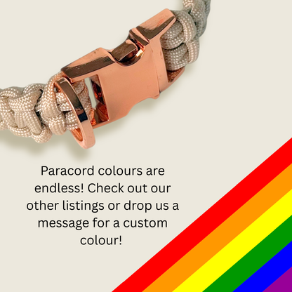‘Pearl Rose’ custom made braided Paracord dog collar with metal buckle