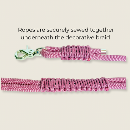 Custom made ‘Lavender Pink’ nylon braided rope dog lead