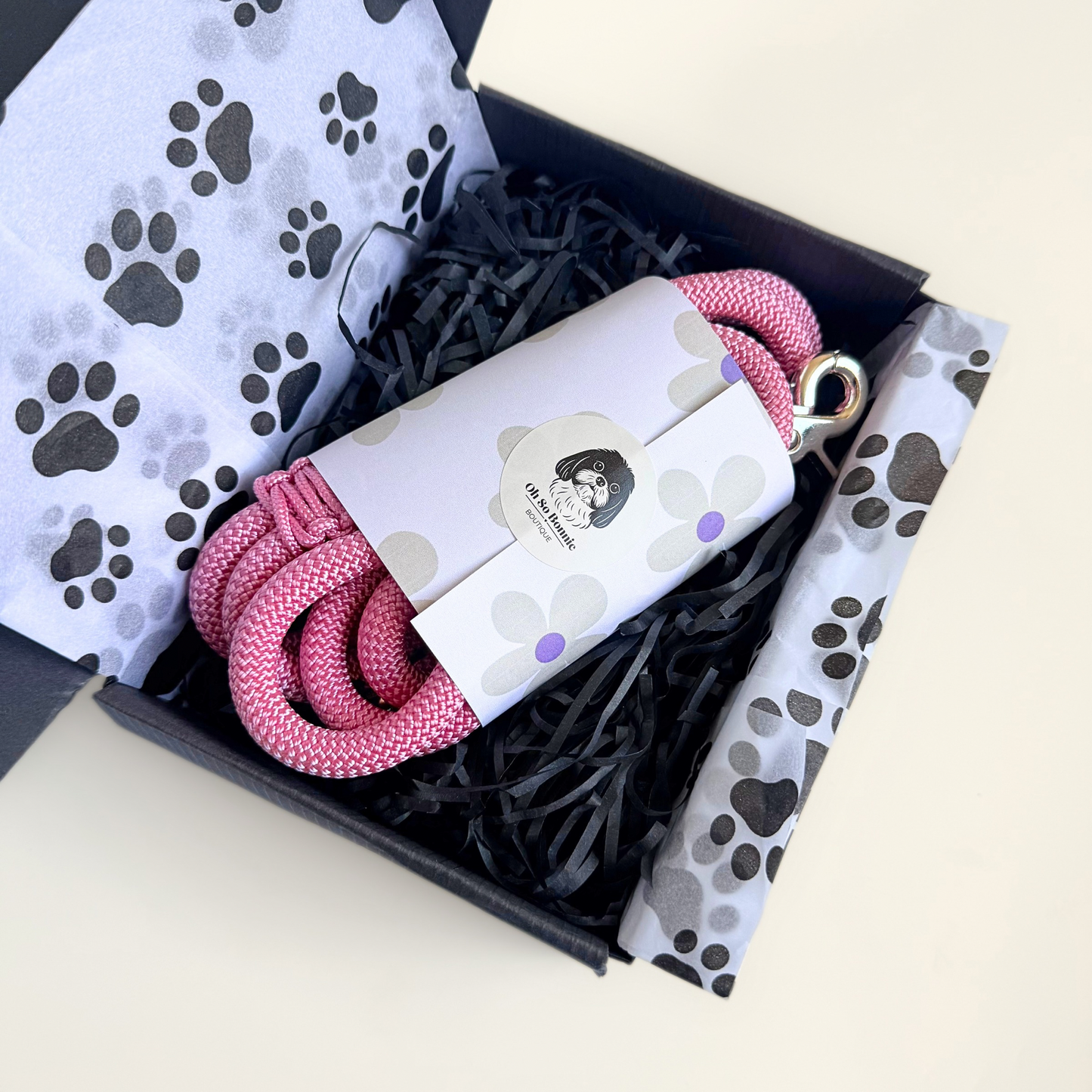 Custom made ‘Lavender Pink’ nylon braided rope dog lead