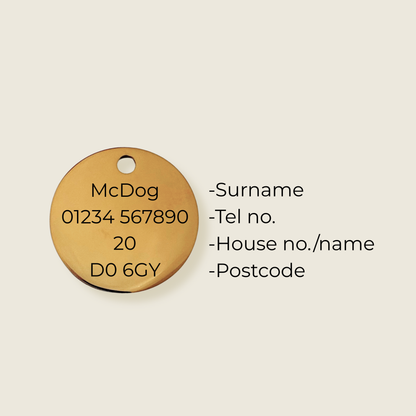‘Free Cuddles’ Red Enamel Heart Gold Dog Collar Charm & Engraved ID Tag