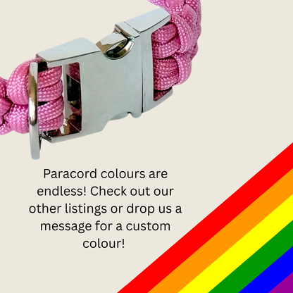 ‘Lavender Pink’ custom made braided Paracord dog collar with metal buckle