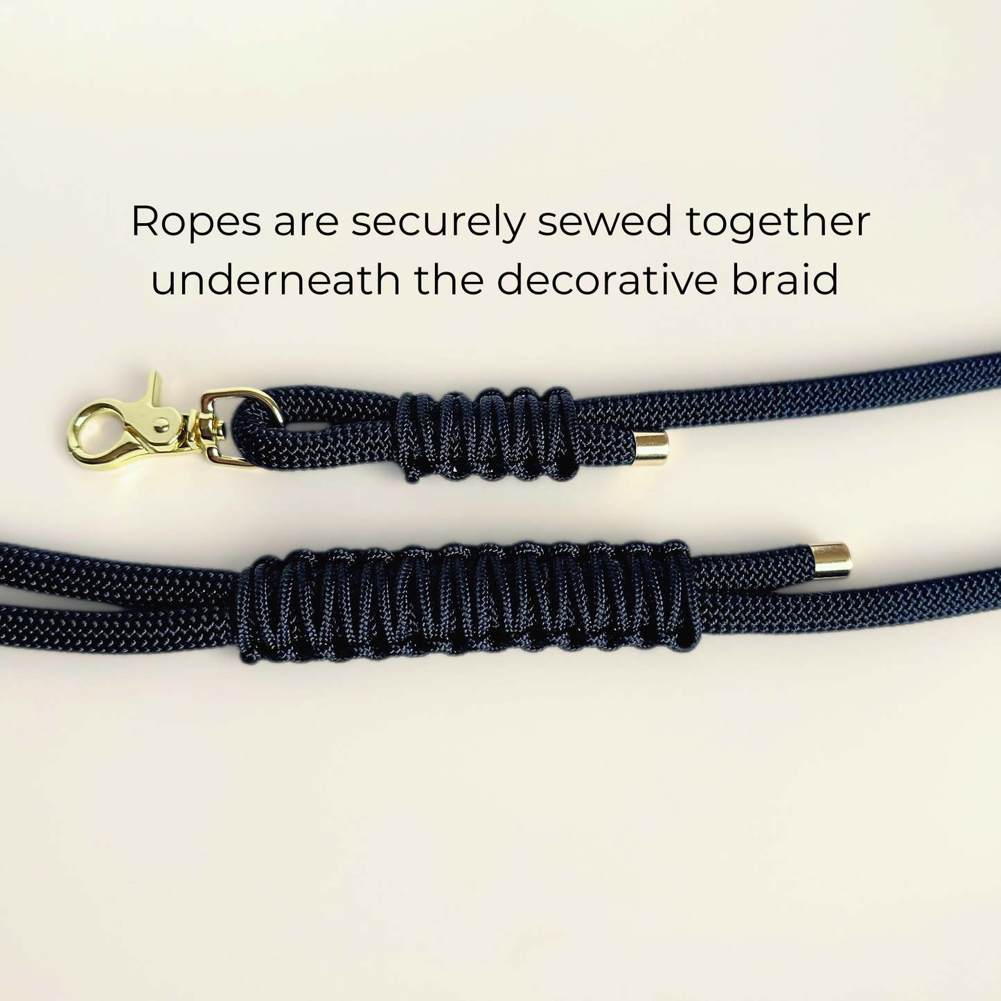 Custom made black nylon braided rope dog lead