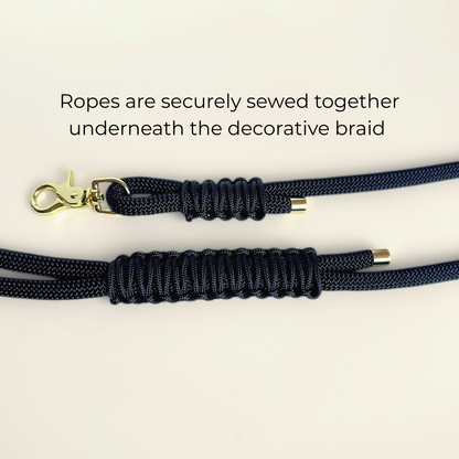 Custom made black nylon braided rope dog lead