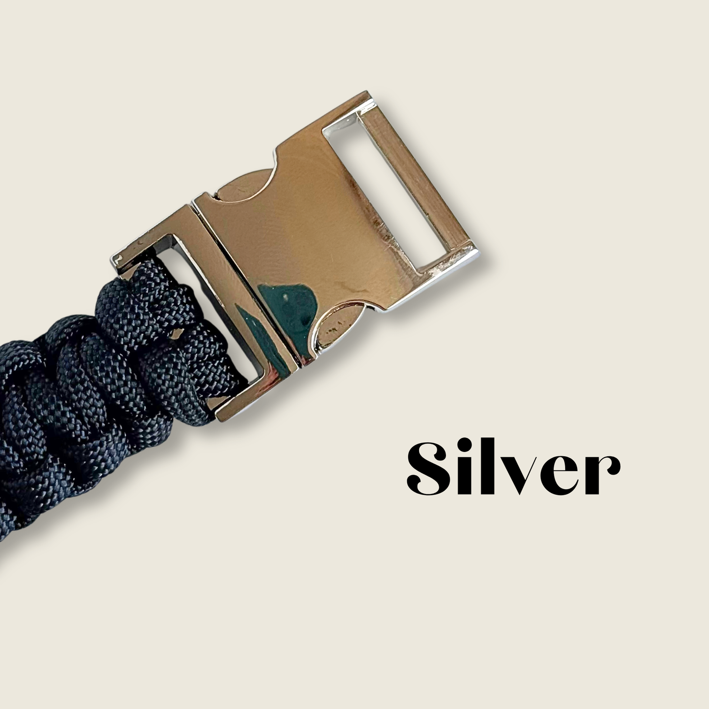 Black custom made braided Paracord dog collar with metal buckle