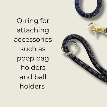 Custom made black nylon braided rope dog lead