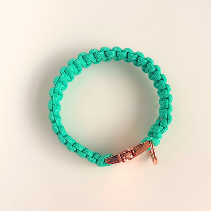 ‘Fresh Mint’ green custom made braided Paracord dog collar with metal buckle